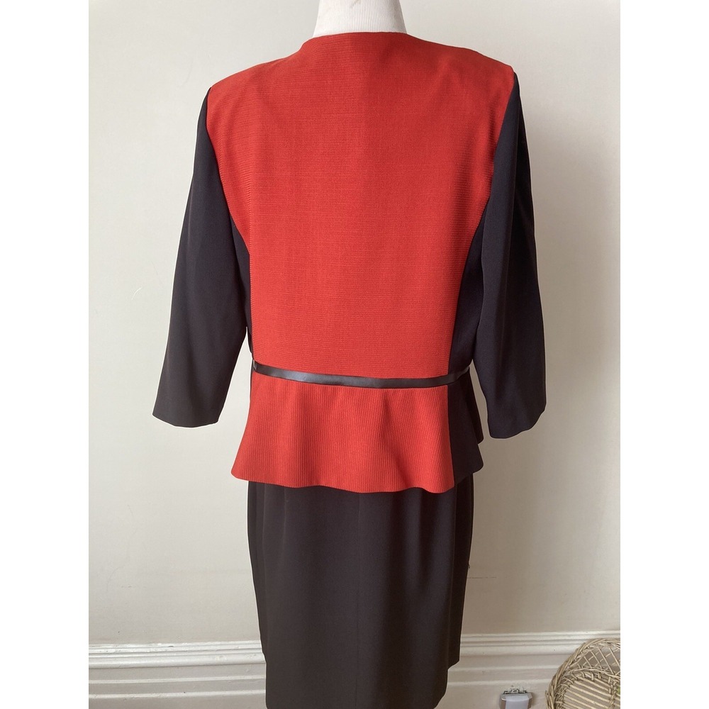 Studio One Dress Set Orange Black Size 12 Dress Jacket - Picture 7 of 14